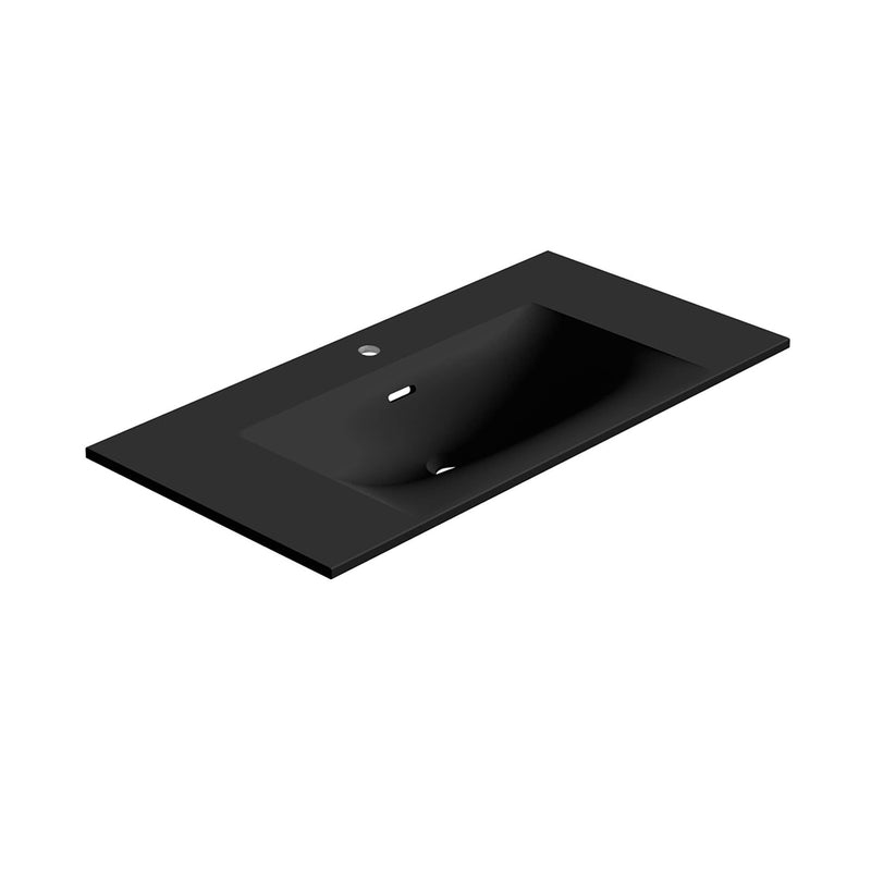 Neve One Faucet Hole Single Bowl Integrated Vanity Sink - Vanity Mount - 36" Solid Surface/Matt Black