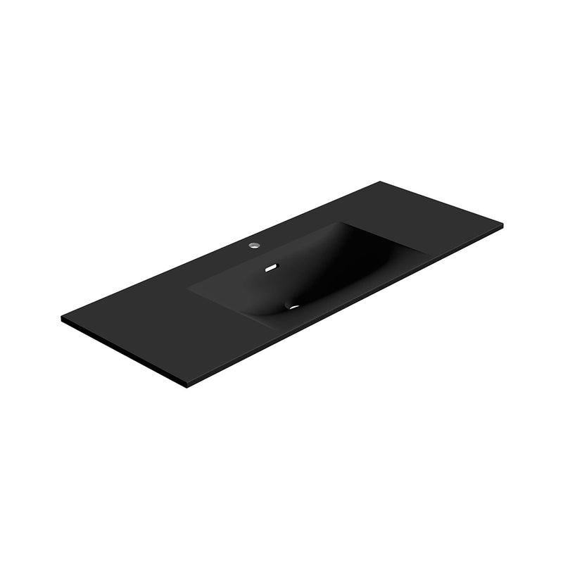 Neve One Faucet Hole Single Bowl Integrated Vanity Sink - Vanity Mount - 48" Solid Surface/Matt Black