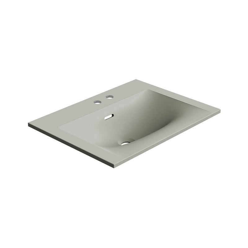Neve Two Faucet Hole Single Bowl Integrated Vanity Sink - Vanity Mount - 24" Solid Surface/Matt Grey