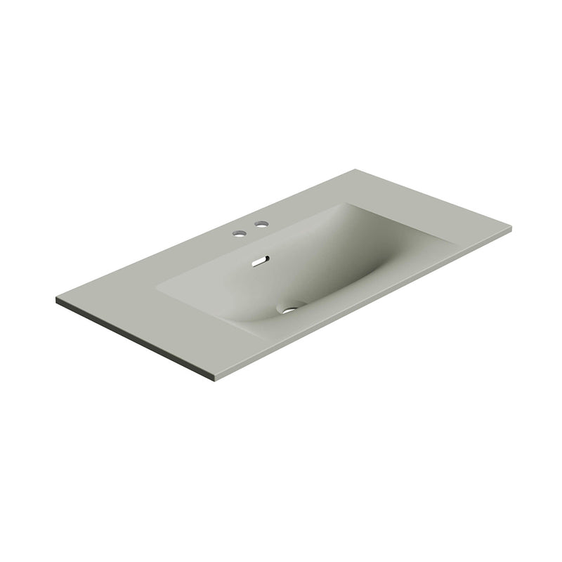Neve Two Faucet Hole Single Bowl Integrated Vanity Sink - Vanity Mount - 36" Solid Surface/Matt Grey