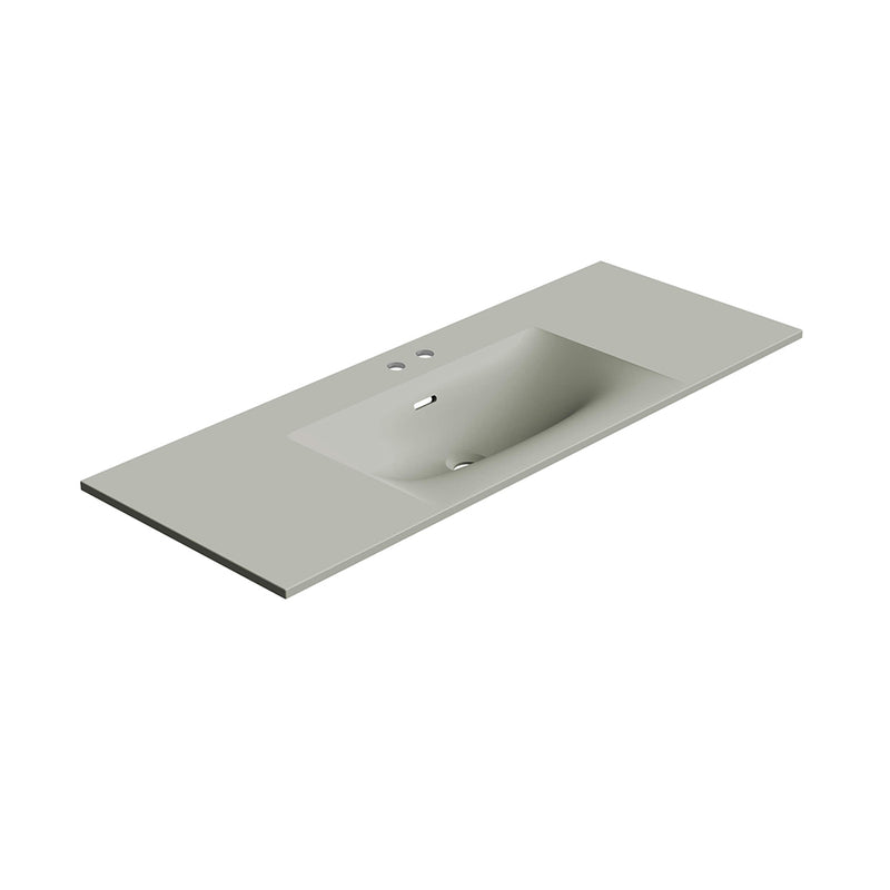 Neve Two Faucet Hole Single Bowl Integrated Vanity Sink - Vanity Mount - 48" Solid Surface/Matt Grey
