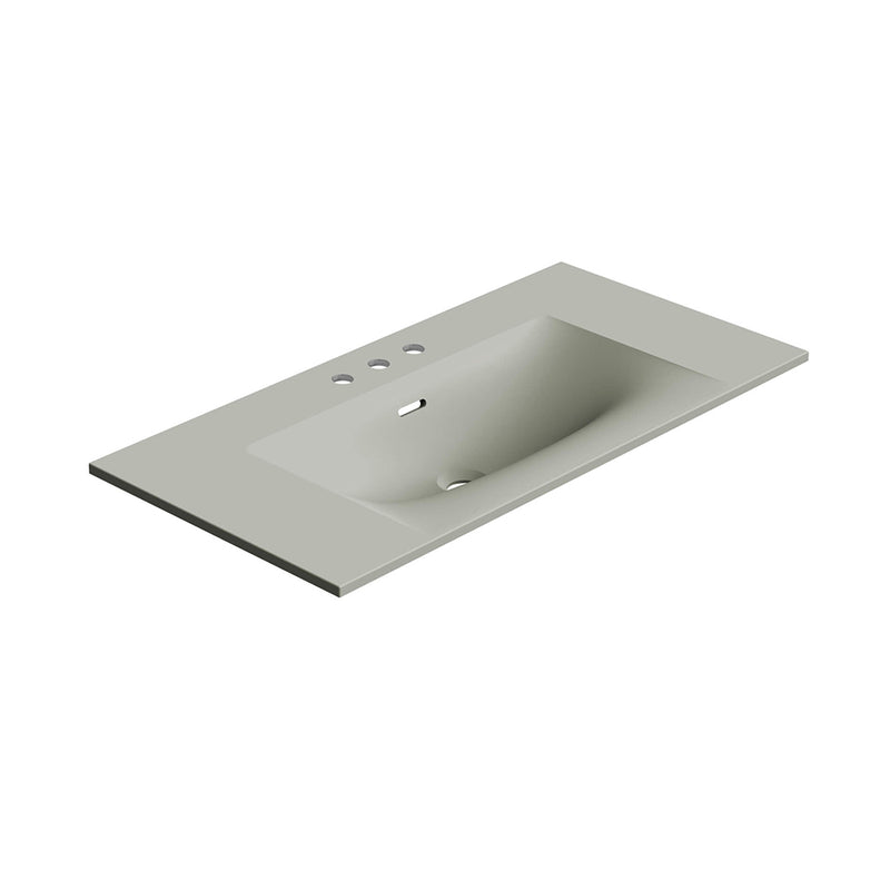 Neve Three Faucet Hole Single Bowl Integrated Vanity Sink - Vanity Mount - 36" Solid Surface/Matt Grey