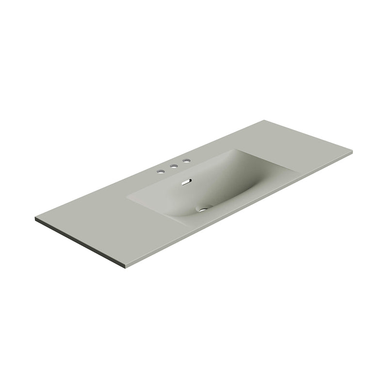 Neve Three Faucet Hole Single Bowl Integrated Vanity Sink - Vanity Mount - 48" Solid Surface/Matt Grey