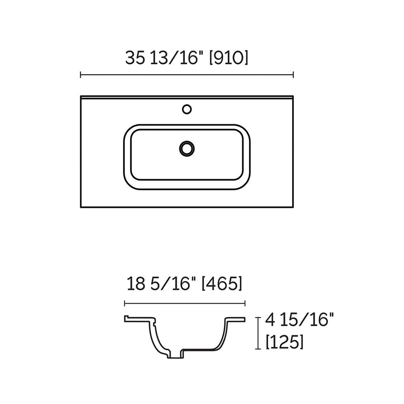 Porto One Faucet Hole Single Bowl Integrated Vanity Sink - Vanity Mount - 36" Porcelain/Gloss White