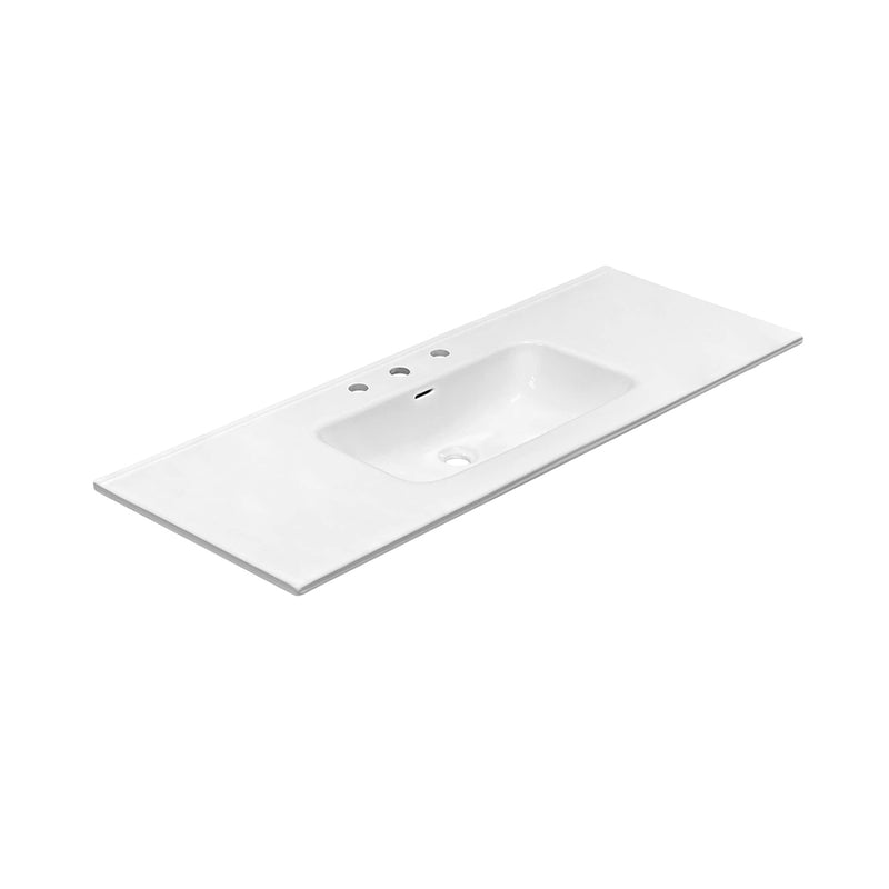 Porto Three Faucet Hole Single Bowl Integrated Vanity Sink - Vanity Mount - 48" Porcelain/Gloss White