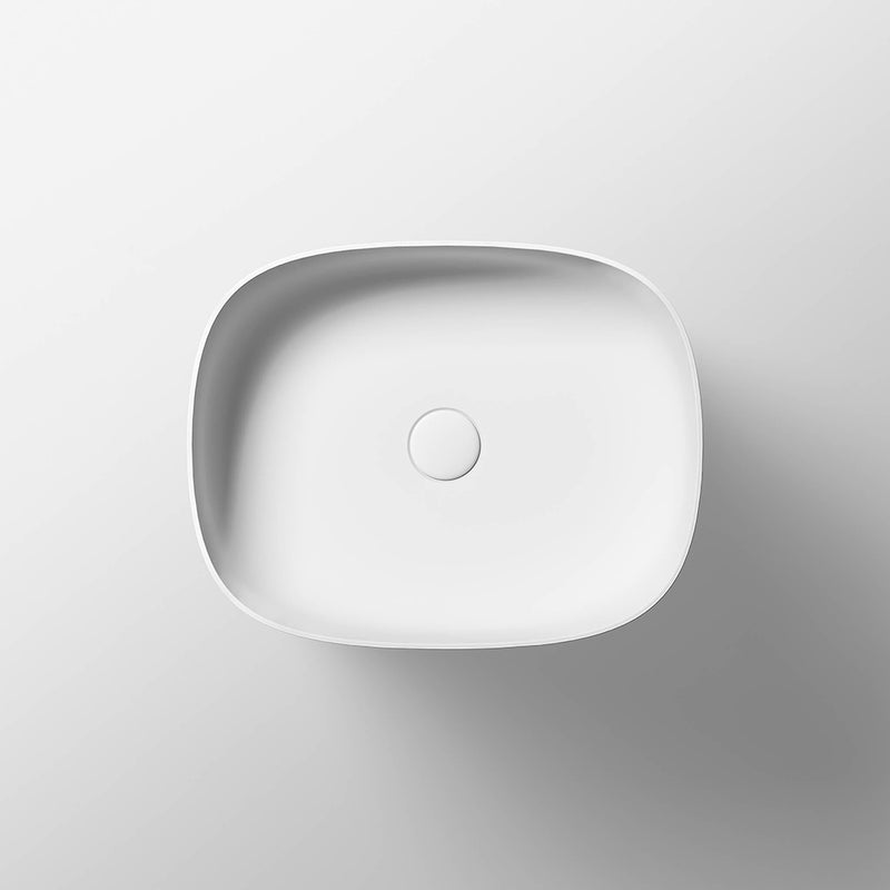 Ïo Round Pedestal Sink - Floor Mount - 34" Solid Surface/Matt Grey