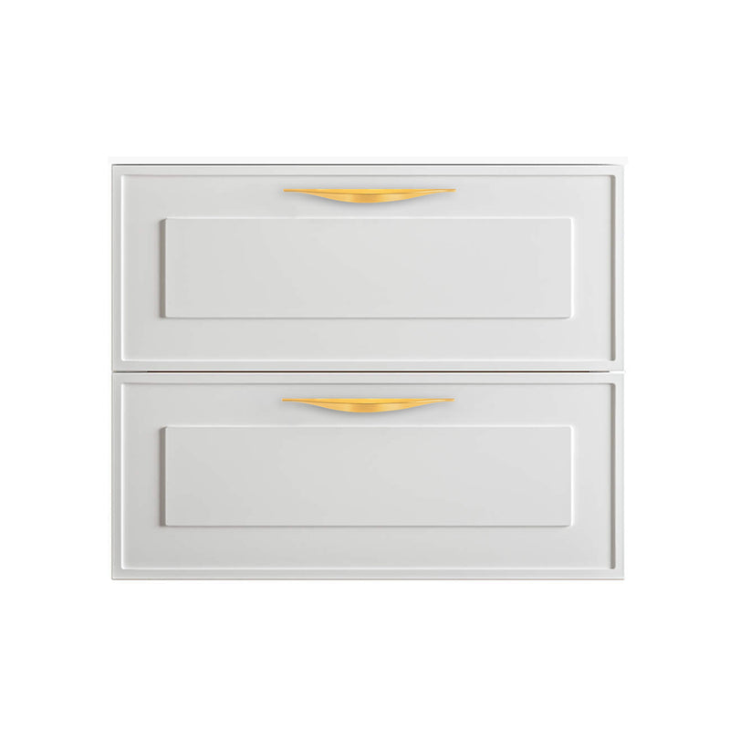Deville 2 Drawers Bathroom Vanity with Solid Surface Matte White without Faucet Hole - Wall Mount - 24" Mdf/Matt White/Brushed Gold