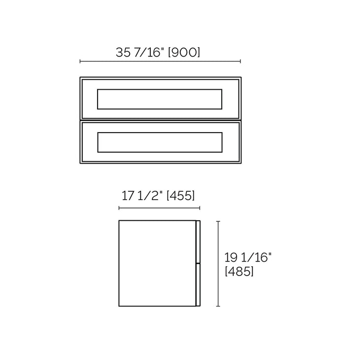 Deville 2 Drawers Bathroom Vanity with Porcelain Gloss White 1 Faucet Hole Sink - Wall Mount - 36" Mdf/Matt Warm Grey/Brushed Gold