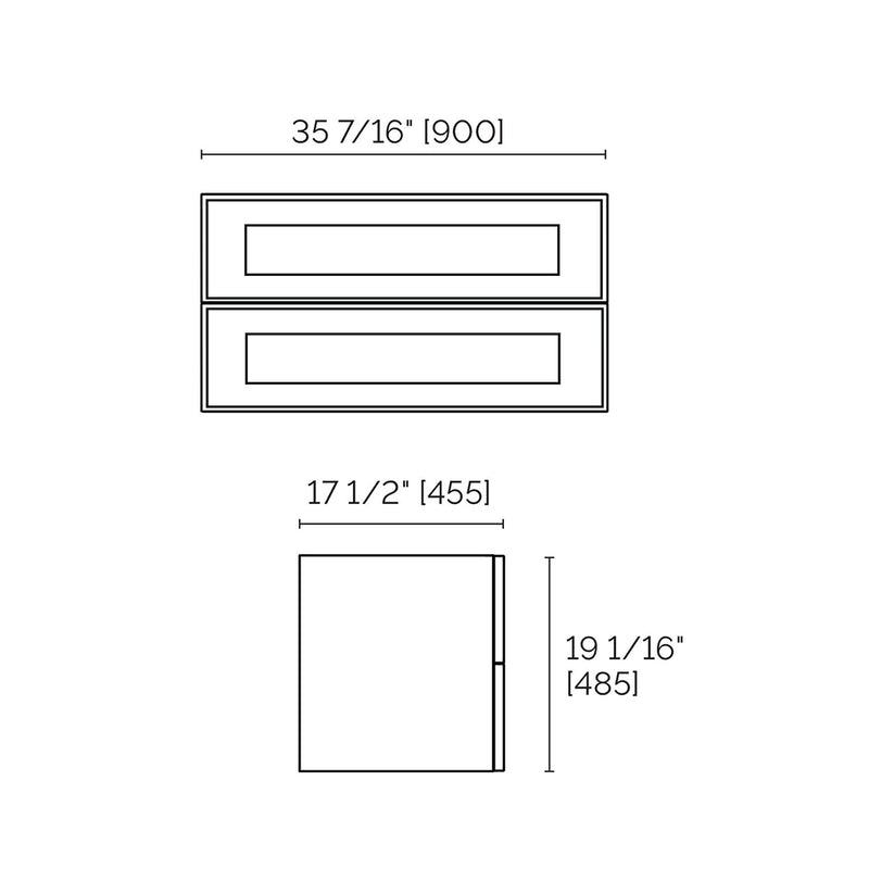Deville 2 Drawers Bathroom Vanity with Porcelain Gloss White 1 Faucet Hole Sink - Wall Mount - 36" Mdf/Matte Black/Brushed Gold