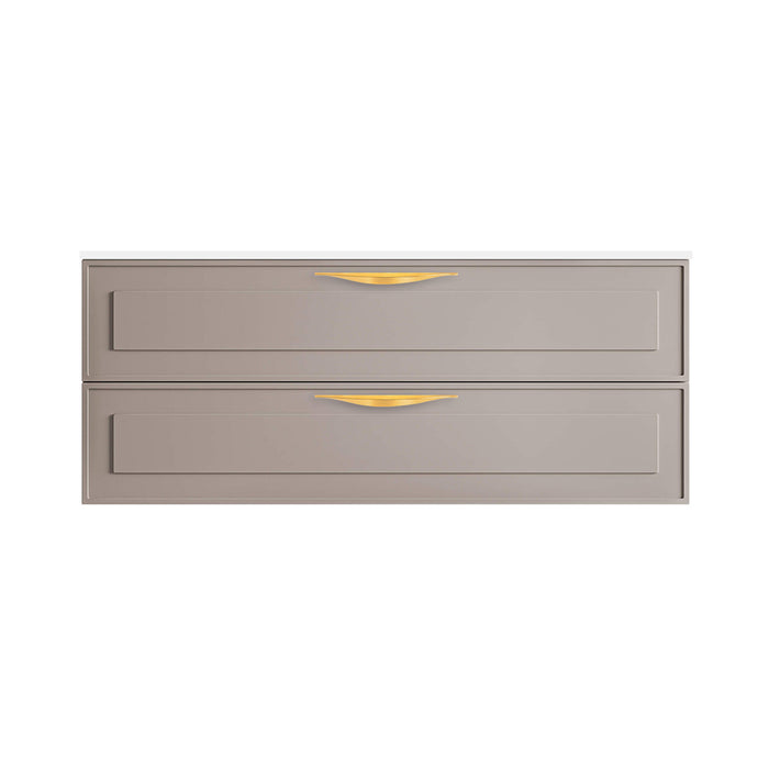 Deville 2 Drawers Bathroom Vanity with Solid Surface Single Sink without Faucet Hole - Wall Mount - 48" Mdf/Matt Warm Grey/Brushed Gold