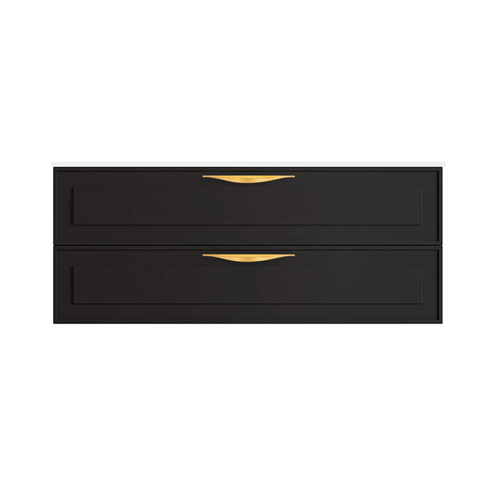 Deville 2 Drawers Bathroom Vanity with Solid Surface Single Sink without Faucet Hole - Wall Mount - 48" Mdf/Matte Black/Brushed Gold