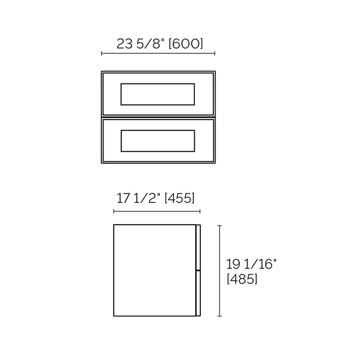 Deville 2 Drawers Bathroom Vanity with Solid Surface Matte Grey without Faucet Hole - Wall Mount - 24" Mdf/Matte White/Brushed Gold