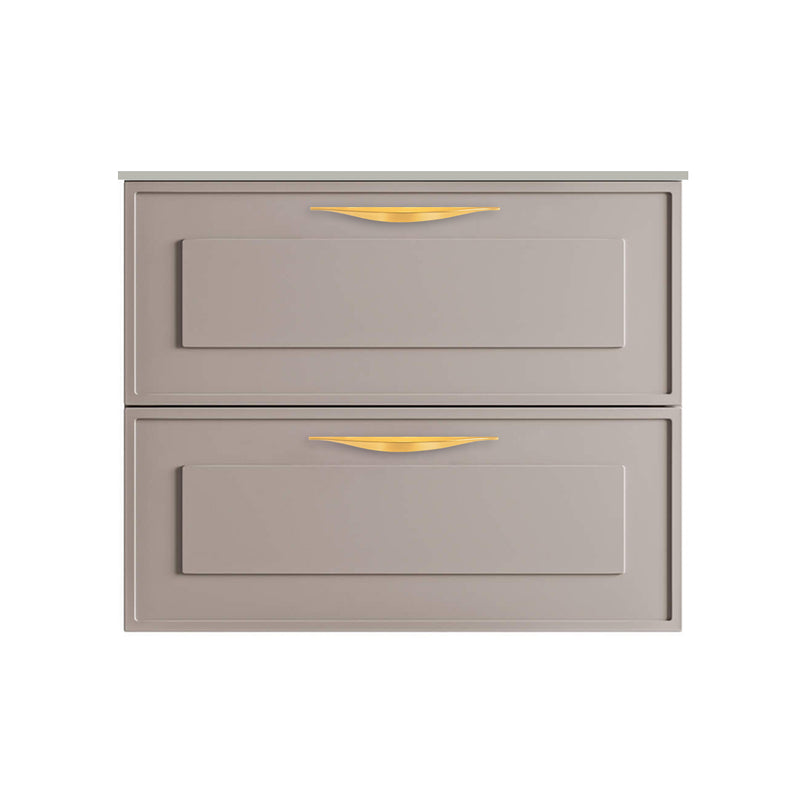 Deville 2 Drawers Bathroom Vanity with Solid Surface Matte Grey without Faucet Hole - Wall Mount - 24" Mdf/Matt Warm Grey/Brushed Gold