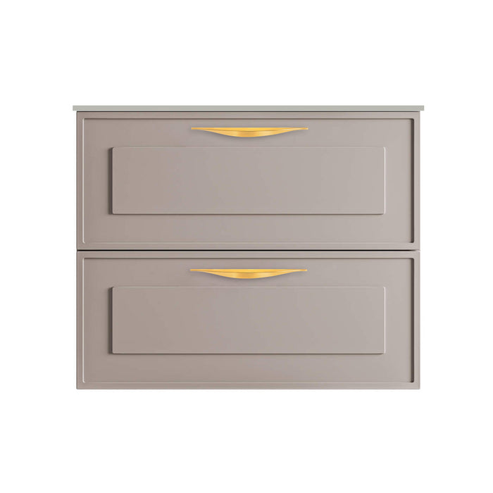 Deville 2 Drawers Bathroom Vanity with Solid Surface Matte Grey without Faucet Hole - Wall Mount - 24" Mdf/Matt Warm Grey/Brushed Gold