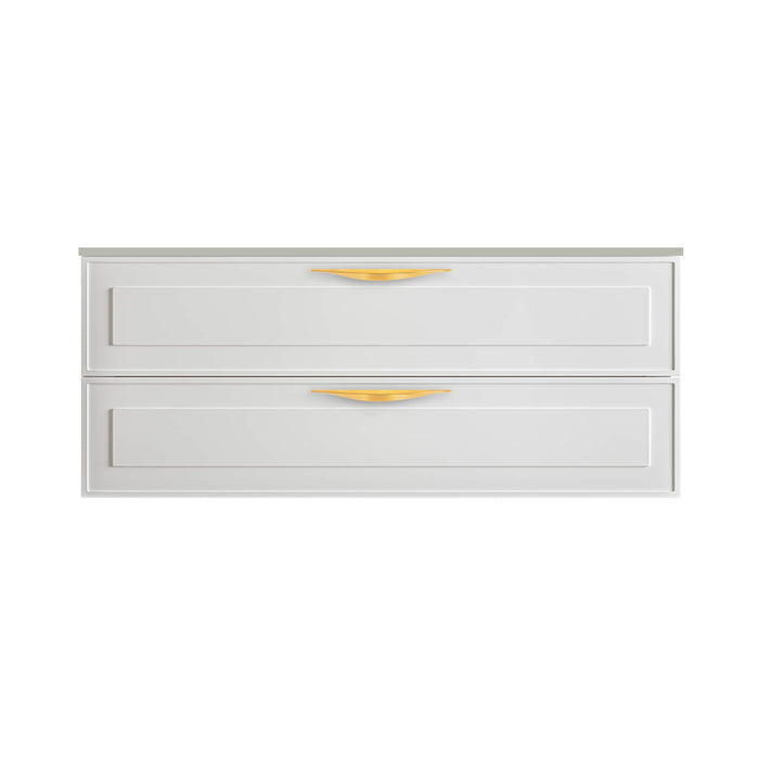 Deville 2 Drawers Bathroom Vanity with Solid Surface Matte Grey without Faucet Hole - Wall Mount - 48" Mdf/Matte White/Brushed Gold