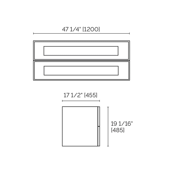 Deville 2 Drawers Bathroom Vanity with Solid Surface Matte Grey without Faucet Hole - Wall Mount - 48" Mdf/Matte White/Brushed Gold