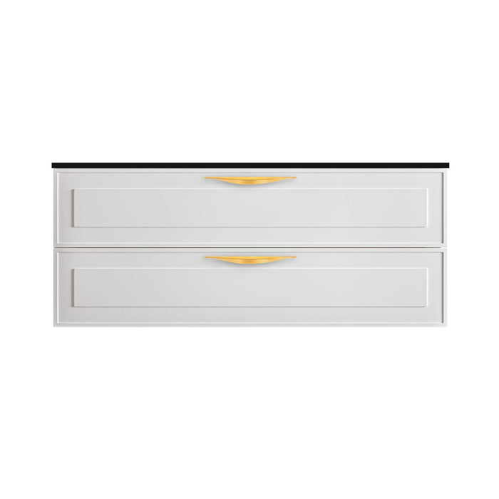 Deville 2 Drawers Bathroom Vanity with Solid Surface Matte Black without Faucet Hole - Wall Mount - 48" Mdf/Matte White/Brushed Gold