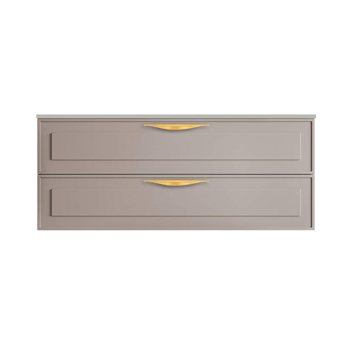 Deville 2 Drawers Bathroom Vanity with Solid Surface Matte Grey without Faucet Hole - Wall Mount - 48" Mdf/Matt Warm Grey/Brushed Gold