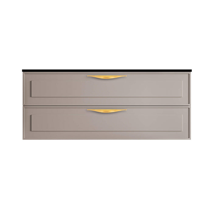 Deville 2 Drawers Bathroom Vanity with Solid Surface Matte Black without Faucet Hole - Wall Mount - 48" Mdf/Matt Warm Grey/Brushed Gold