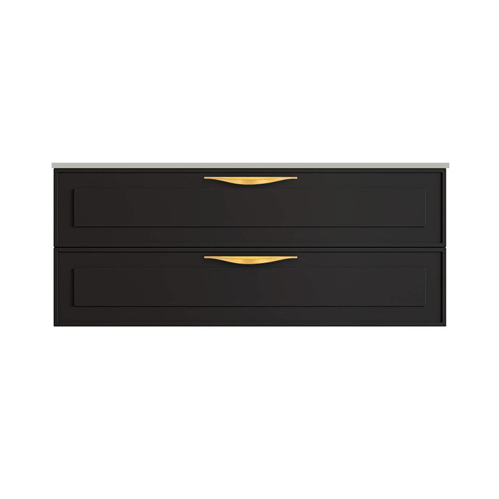 Deville 2 Drawers Bathroom Vanity with Solid Surface Matte Grey without Faucet Hole - Wall Mount - 48" Mdf/Matte Black/Brushed Gold