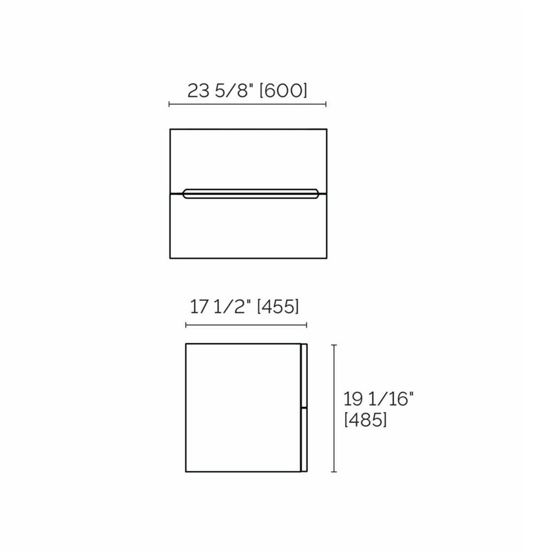 Runway 2 Drawers Bathroom Vanity with Solid Surface Matte White without Faucet Hole - Wall Mount - 24" Mdf/Matt White