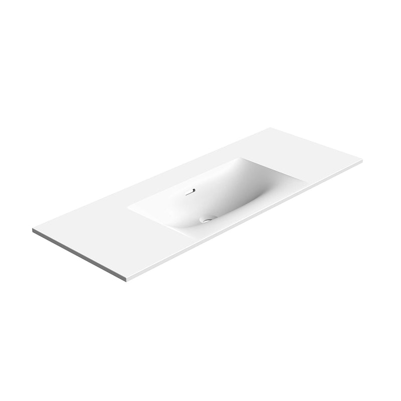 Runway 2 Drawers Bathroom Vanity with Solid Surface Matte White without Faucet Hole - Wall Mount - 48" Mdf/Matt Warm Grey