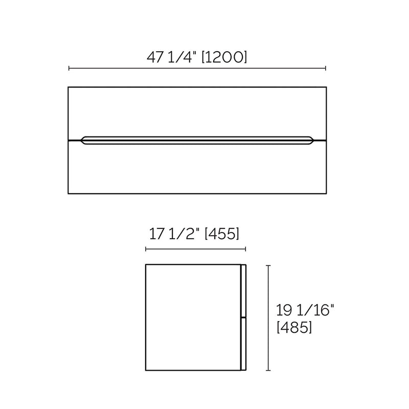 Runway 2 Drawers Bathroom Vanity with Solid Surface Matte White without Faucet Hole - Wall Mount - 48" Mdf/Light Wood