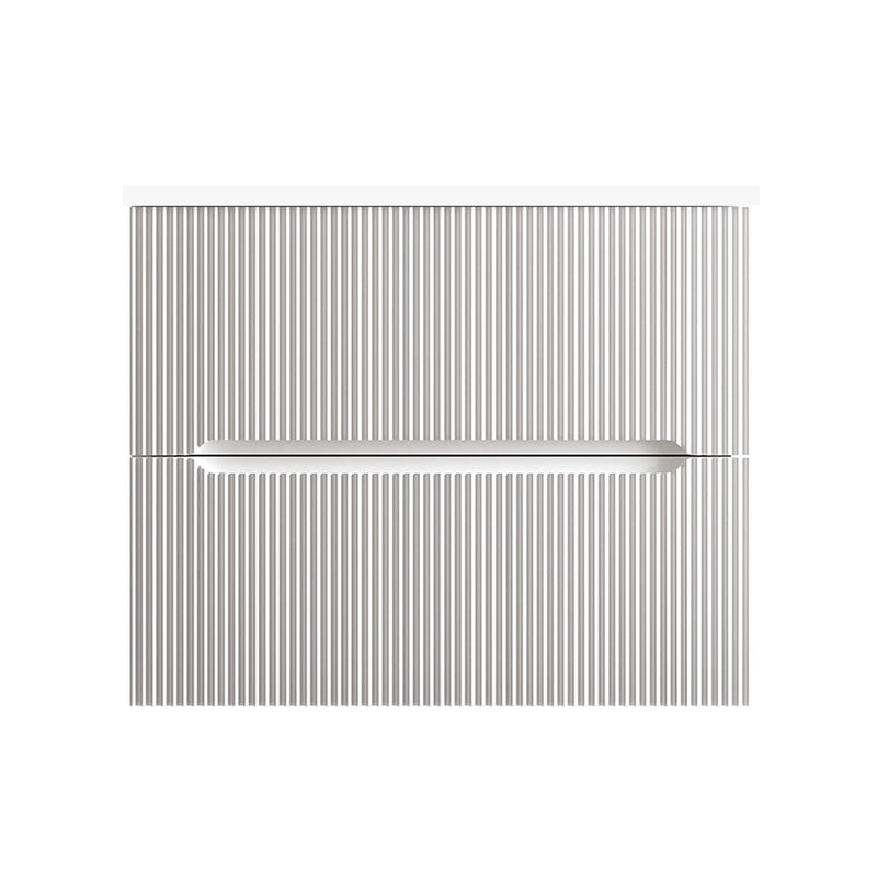 Runway 2 Drawers Bathroom Vanity with Porcelain Gloss White 1 Faucet Hole Sink - Wall Mount - 24" Mdf/Matt White