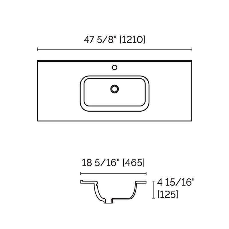 Runway 2 Drawers Bathroom Vanity with Porcelain Gloss White 1 Faucet Hole Sink - Wall Mount - 48" Mdf/Matt White
