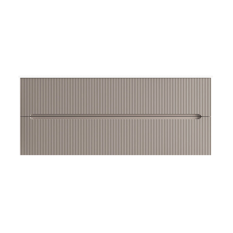 Runway 2 Drawers Bathroom Vanity with Porcelain Gloss White 1 Faucet Hole Sink - Wall Mount - 48" Mdf/Matt Warm Grey