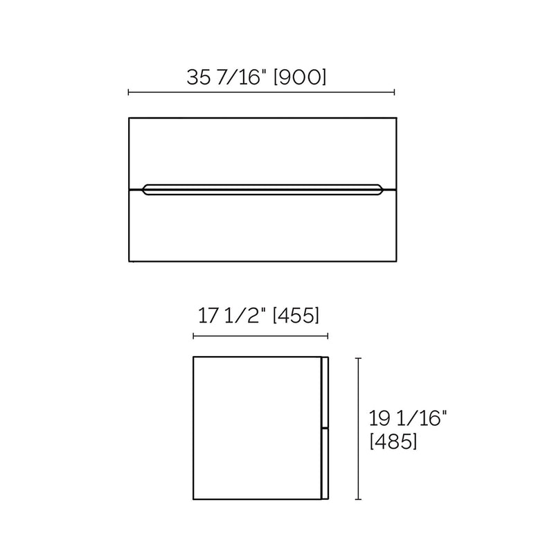 Runway 2 Drawers Bathroom Vanity with Porcelain Gloss White 1 Faucet Hole Sink - Wall Mount - 36" Mdf/Matt Black