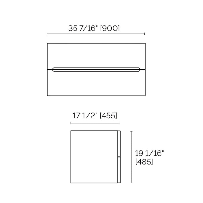 Runway 2 Drawers Bathroom Vanity with Porcelain Gloss White 1 Faucet Hole Sink - Wall Mount - 36" Mdf/Light Wood