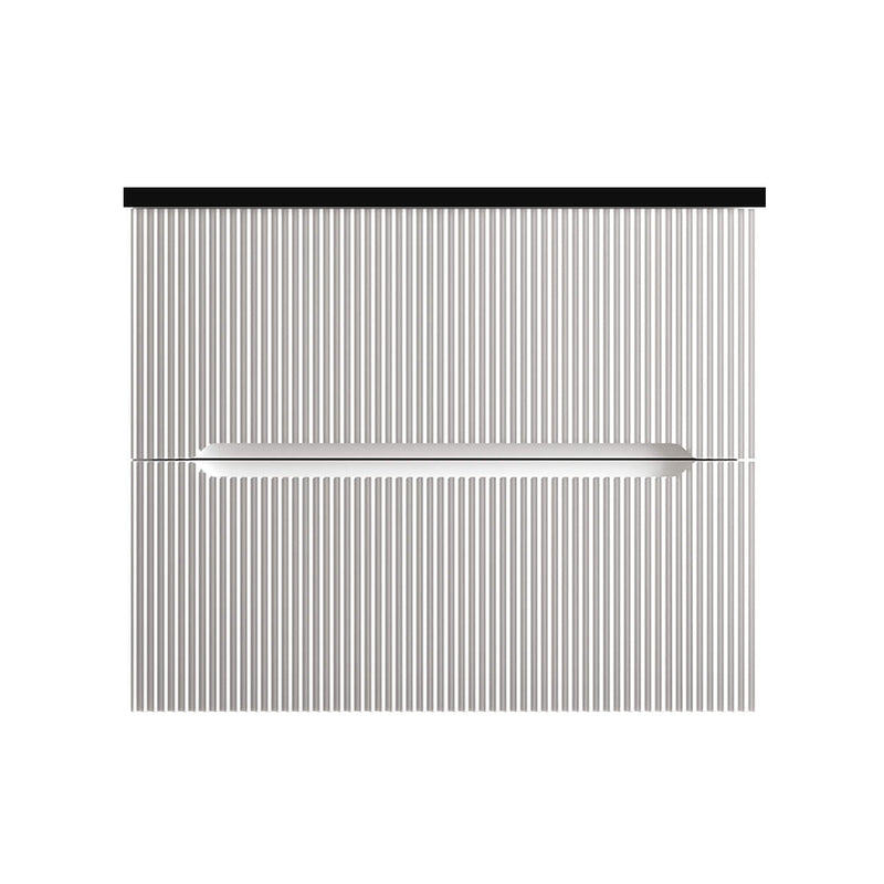 Runway 2 Drawers Bathroom Vanity with Solid Surface Matte Black without Faucet Hole - Wall Mount - 24" Mdf/Matt White