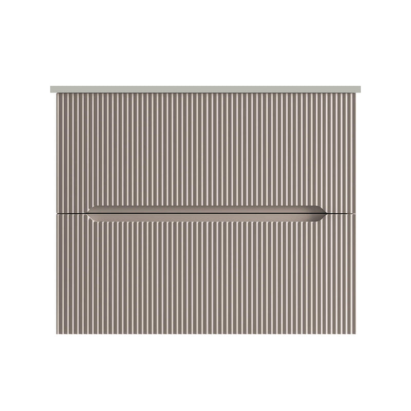 Runway 2 Drawers Bathroom Vanity with Solid Surface Matte Grey without Faucet Hole - Wall Mount - 24" Mdf/Matt Warm Grey