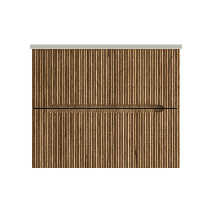 Runway 2 Drawers Bathroom Vanity with Solid Surface Matte Grey without Faucet Hole - Wall Mount - 24" Mdf/Light Wood