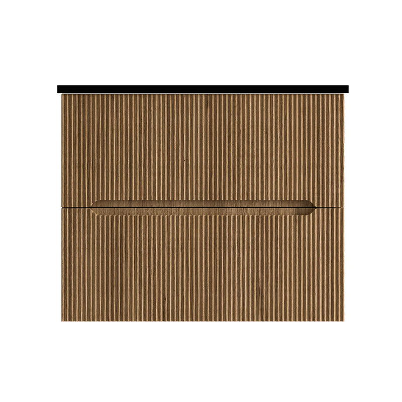 Runway 2 Drawers Bathroom Vanity with Solid Surface Matte Black without Faucet Hole - Wall Mount - 24" Mdf/Light Wood