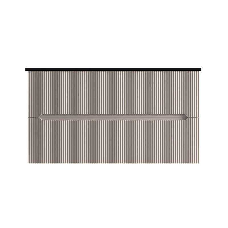 Runway 2 Drawers Bathroom Vanity with Solid Surface Matte Black without Faucet Hole - Wall Mount - 36" Mdf/Matt Warm Grey