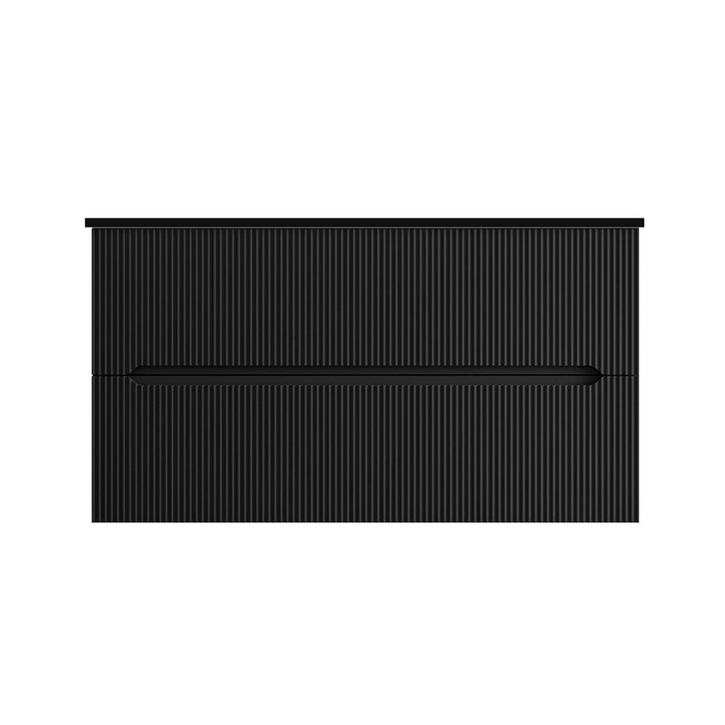 Runway 2 Drawers Bathroom Vanity with Solid Surface Matte Black without Faucet Hole - Wall Mount - 36" Mdf/Matt Black