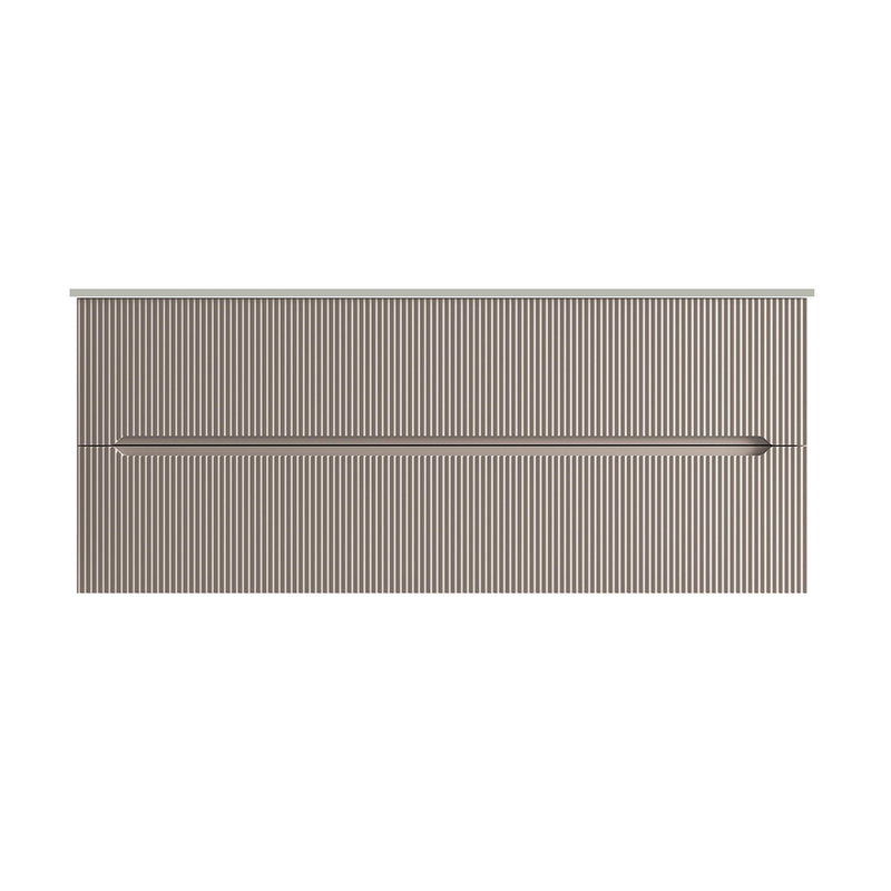Runway 2 Drawers Bathroom Vanity with Solid Surface Matte Grey without Faucet Hole - Wall Mount - 48" Mdf/Matt Warm Grey