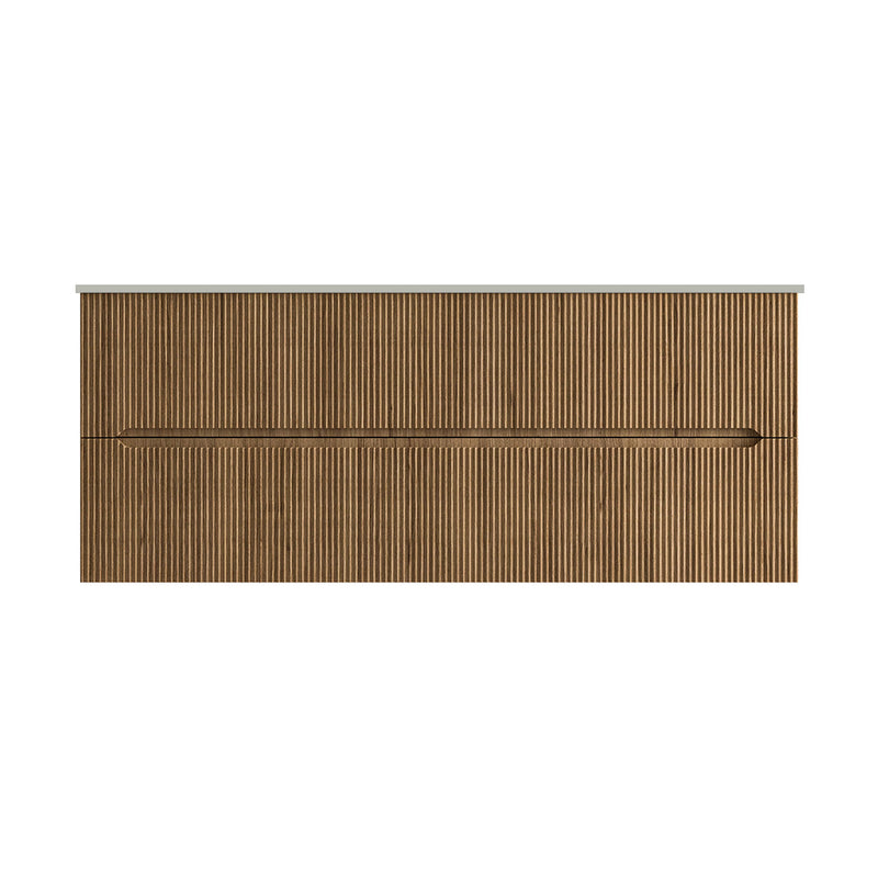 Runway 2 Drawers Bathroom Vanity with Solid Surface Matte Grey without Faucet Hole - Wall Mount - 48" Mdf/Light Wood