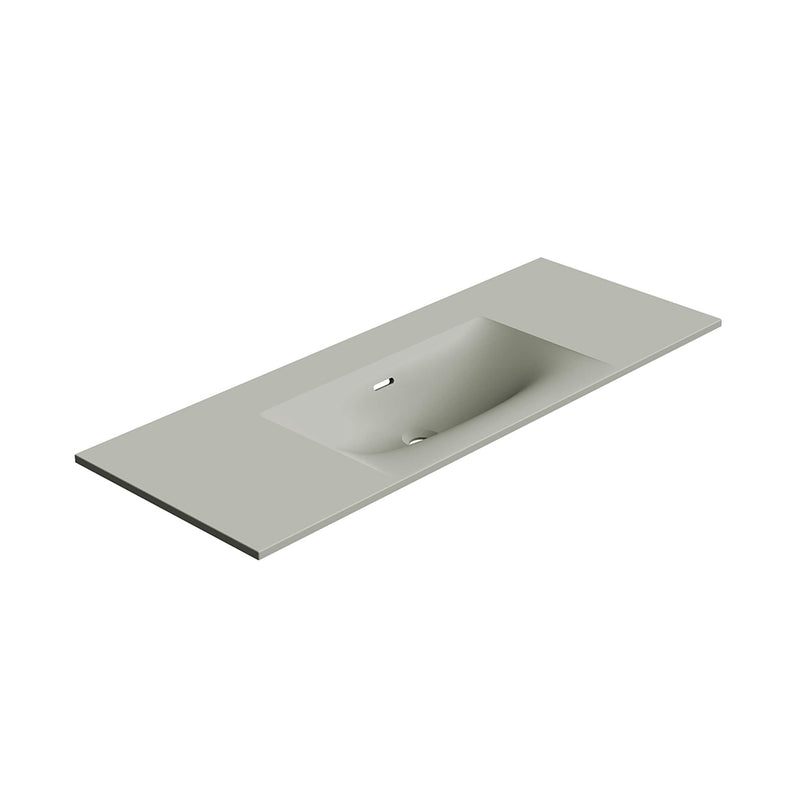 Runway 2 Drawers Bathroom Vanity with Solid Surface Matte Grey without Faucet Hole - Wall Mount - 48" Mdf/Light Wood