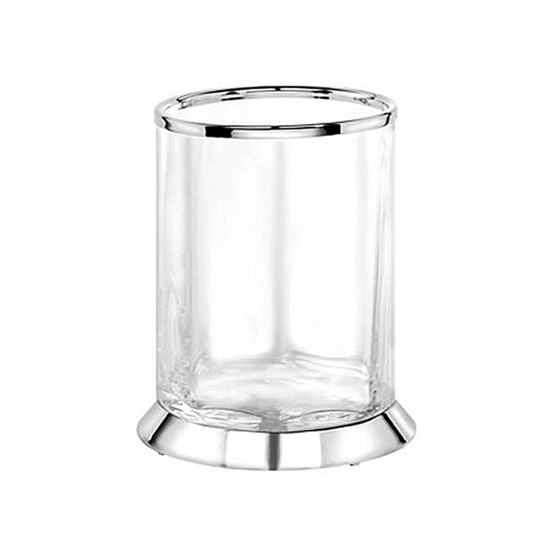 Crystal 5 Lts Bathroom Trash Can - Free Standing - 9" Brass/Glass/Polished Chrome