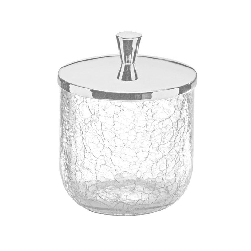 Crystal Cotton Tips Holder - Free Standing - 4" Brass/Glass/Polished Chrome