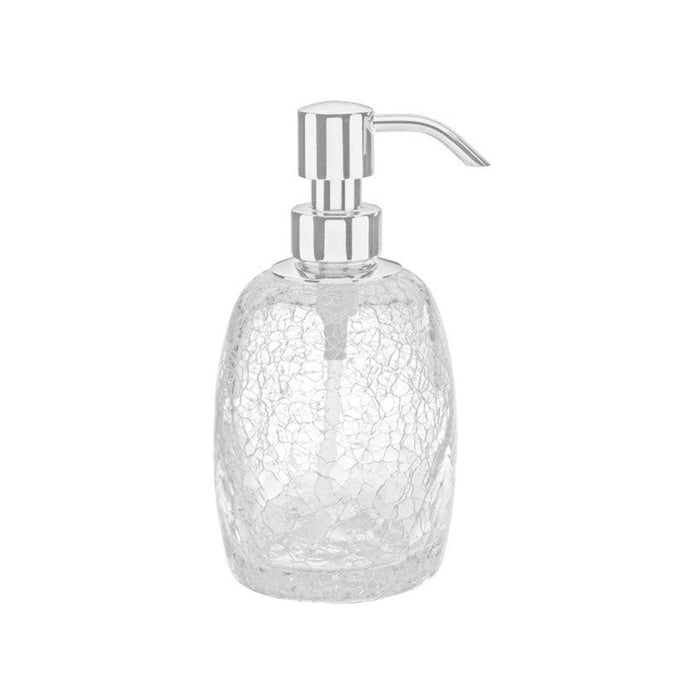 Crystal Soap Dispenser - Free Standing - 4" Brass/Glass/Polished Chrome