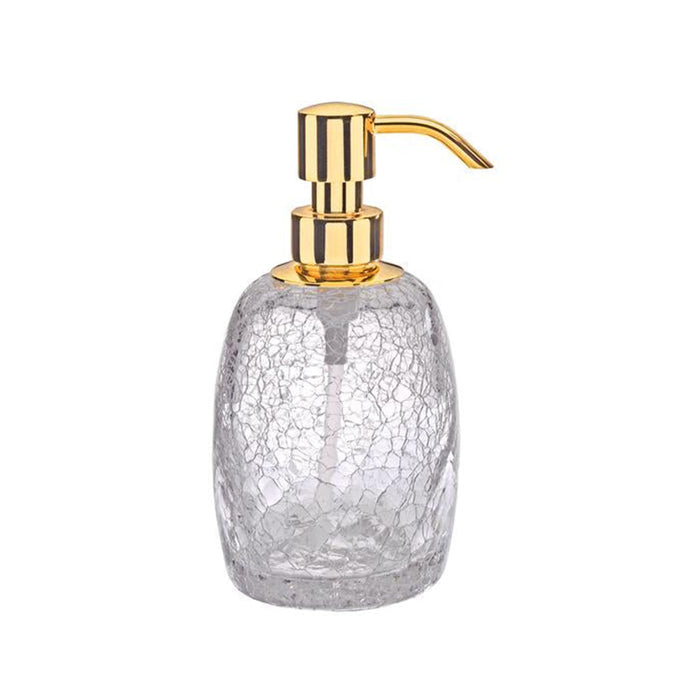 Crystal Soap Dispenser - Free Standing - 4" Brass/Glass/Gold