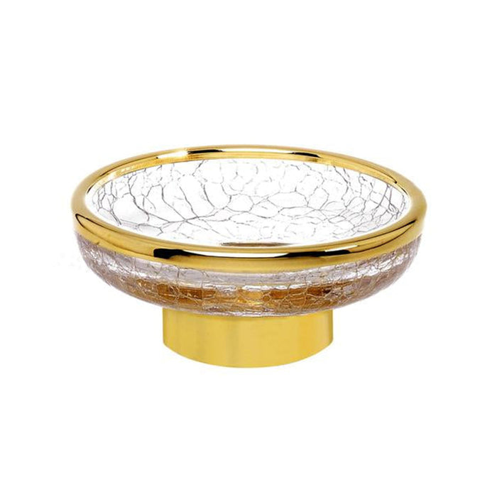 Crystal Soap Dish - Free Standing - 5" Brass/Glass/Gold