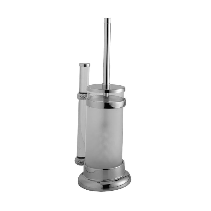 Madrid Toilet Brush Holder - Free Standing - 5" Brass/Glass/Polished Chrome (Final Sale)