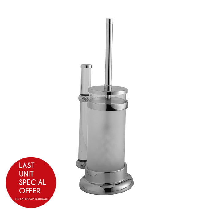 Madrid Toilet Brush Holder - Free Standing - 5" Brass/Glass/Polished Chrome - Last Unit Special Offer