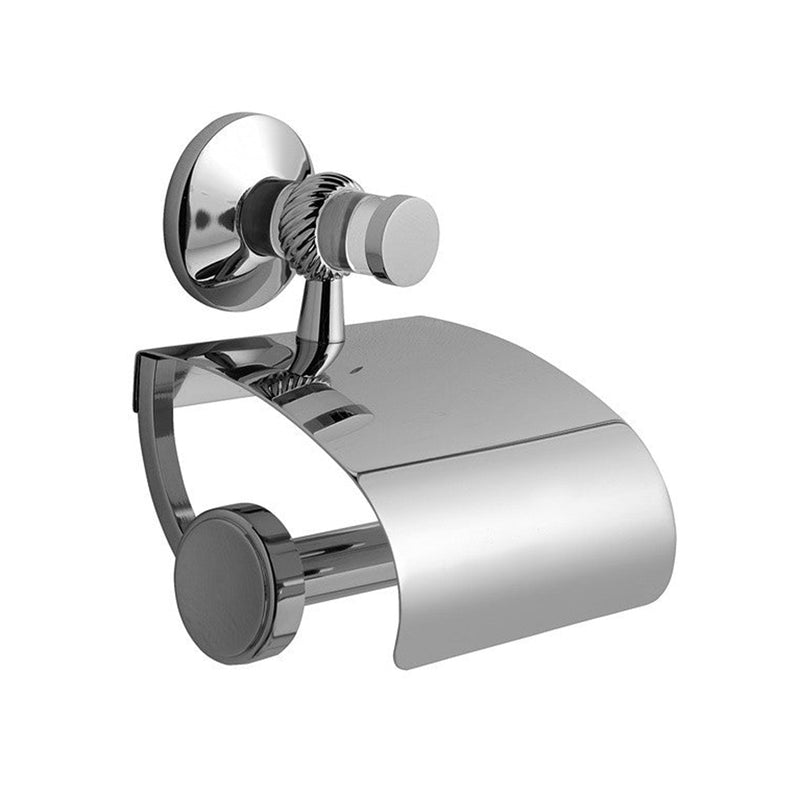 Madrid Lid Toilet Paper Holder - Wall Mount - 5" Brass/Glass/Polished Chrome (Final Sale)