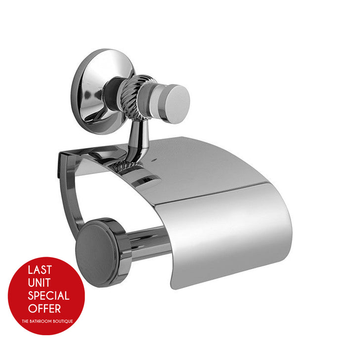 Madrid Lid Toilet Paper Holder - Wall Mount - 5" Brass/Glass/Polished Chrome - Last Unit Special Offer